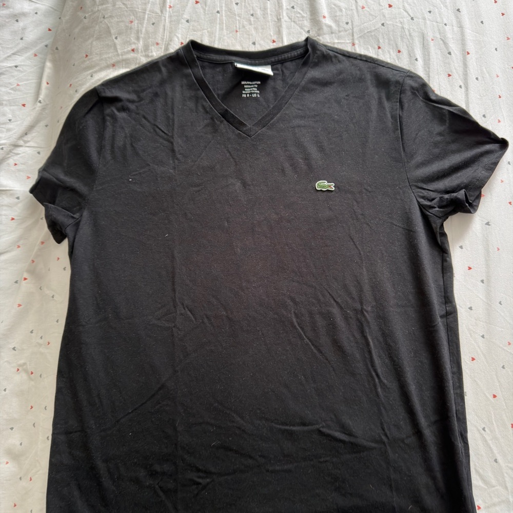 Lacoste Men's Black V-Neck Tee Shirt